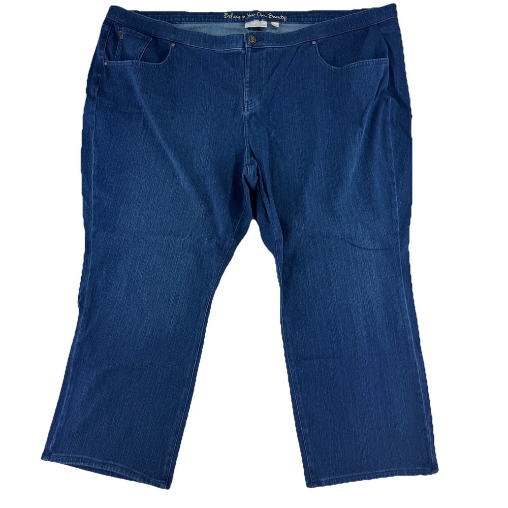 Belle by Kim Gravel‎ Flexible Rollabelle Jeans 32WP Dark Indigo Blue